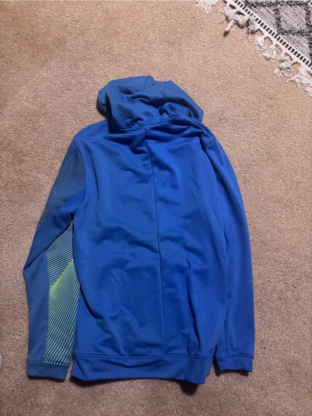 Nike Boys Blue Hooded Athletic Sweatpants With Lime Accent